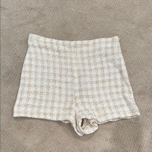 Zara High Waist Cream Tan Shorts